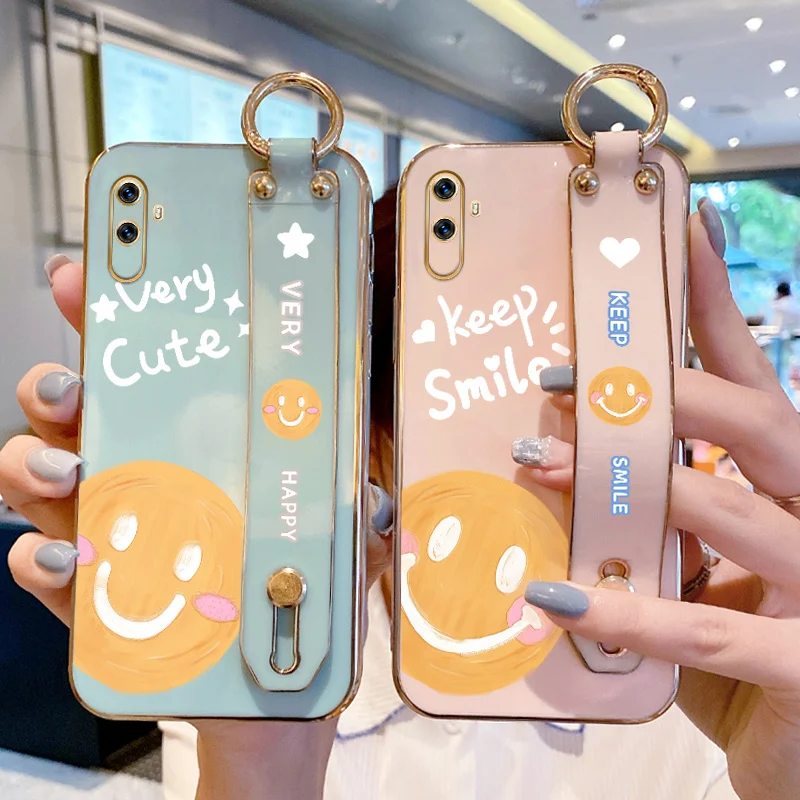 

Case for Realme C3 C3i C11 C12 C15 C17 C20 C21 C21Y C25 C31 7i Narzo 20 30A Oil Painting Smiling Face Case Simple Text style