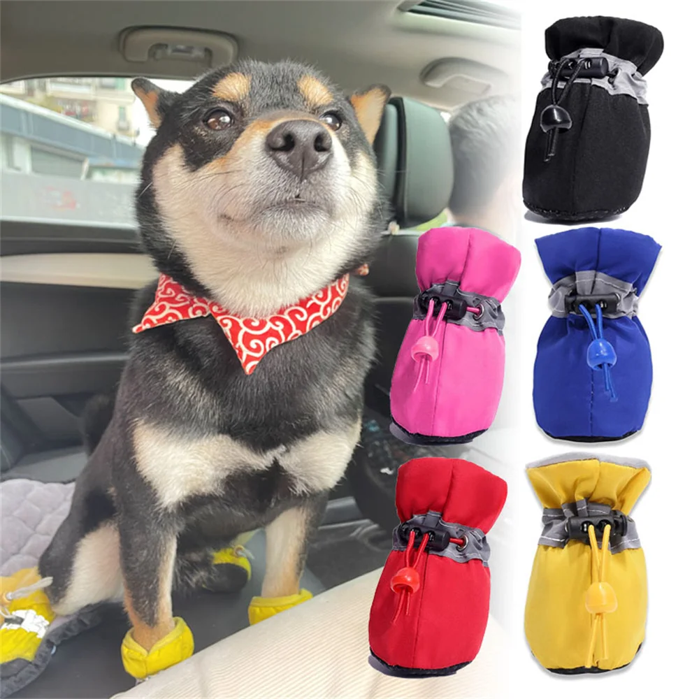 

Breathable Dog Shoes Anti-Slip Socks User-Friendly Car Leather Protector Adjustable Reflective Pet Accessories Warm Booties