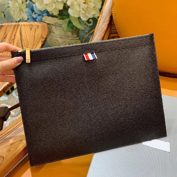 

2022 Fashion TB Brand Briefcase Genuine Leather Messenger Bags Solid Black Casual Envelope Bag Men Women Cow Leather Hand Bags