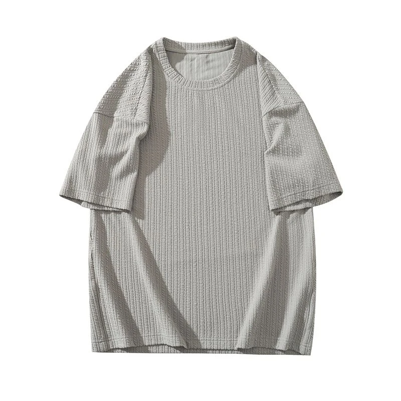 Футболка мужская плиссированная с круглым вырезом и длинными рукавами