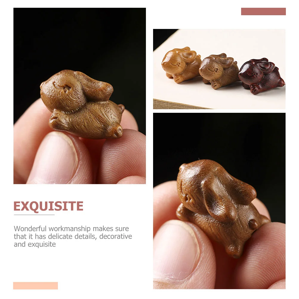 2 шт. китайские украшения мини кролик резьба по дереву винтажная деревянная