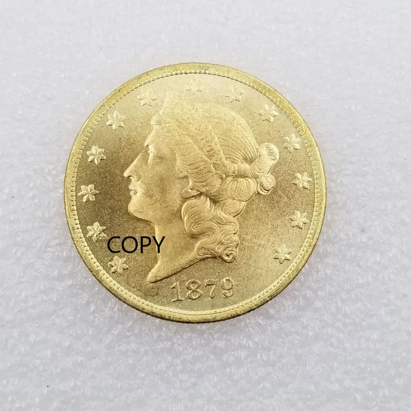 

American 1879 CC Version 20 Dollars Brass Gold-plated Commemorative Collectible Coin Gift Lucky Challenge Coin COPY COIN