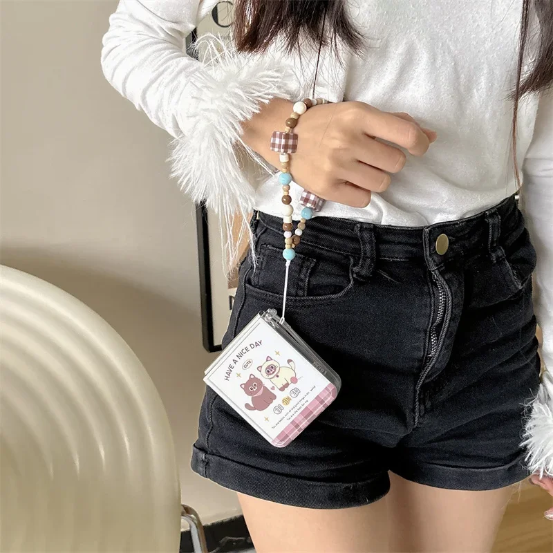 Для Samsung Galaxy Z Flip 6 5 4 3 браслет с мультяшным котом противоударный чехол прямым