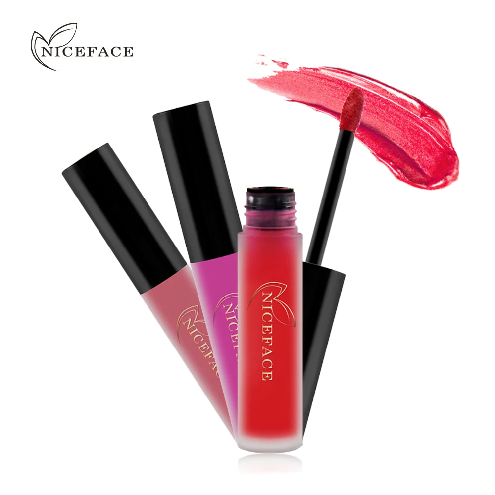 NICEFACE Waterproof Lip Gloss Nude Matte Liquid Lipstick Long Lasting Lipgloss Lip Glace Black Lipstick Lip Tint Free Shipping images - 6