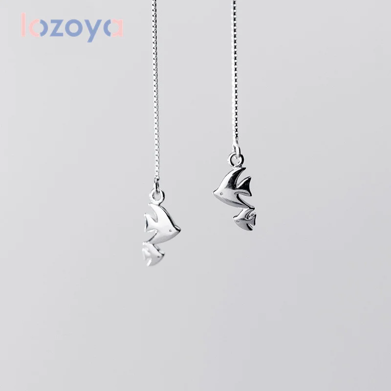 

Женские серебряные серьги Lozoya 925 пробы, роскошные изящные ювелирные изделия, модные корейские глянцевые серьги в форме рыбок с цирконием, аксессуары для пирсинга