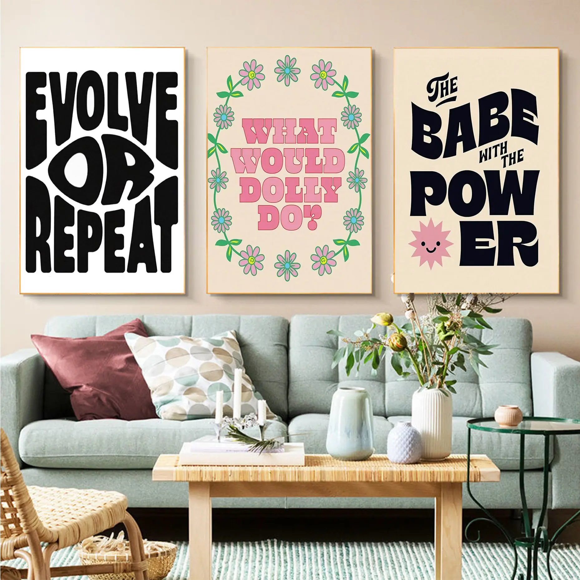 

Abstract Feminist Color Letter Woman Quot Vintage Posters Sticky Decoracion Painting Wall Art White Kraft Paper Wall Decor