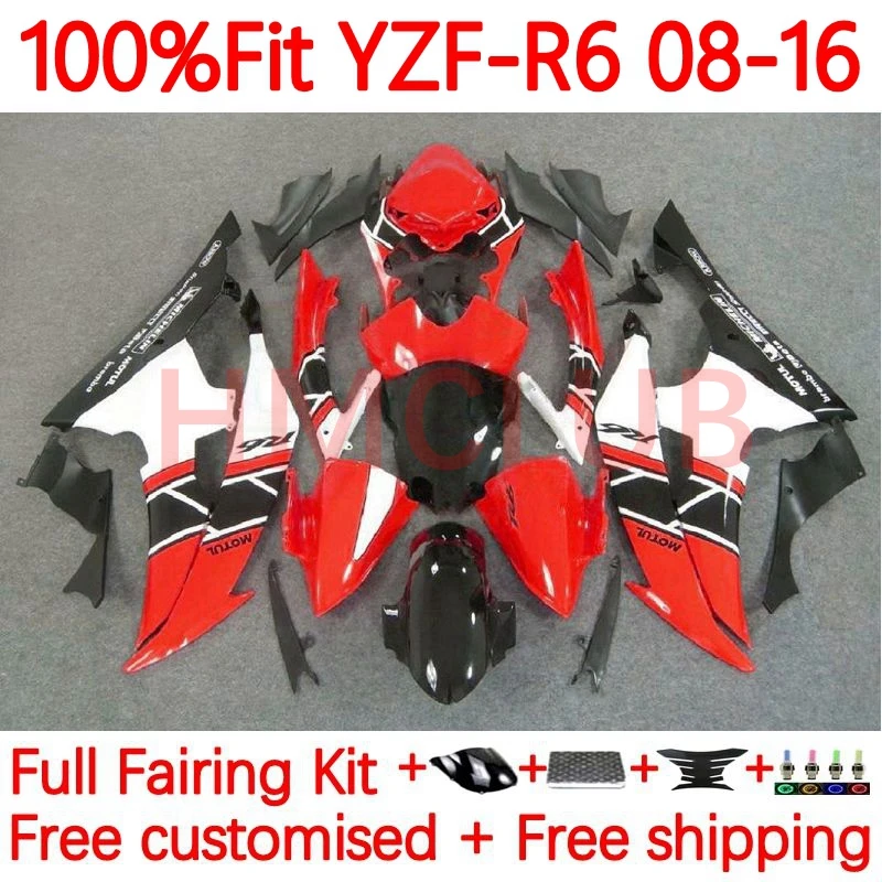 

Инъекция для YAMAHA YZF600 YZF R6 600 R 6 CC YZF-R6 2008 2016 YZFR6 08 09 10 11 12 13 14 15 16 OEM обтекатель 27No.13 Красный Белый