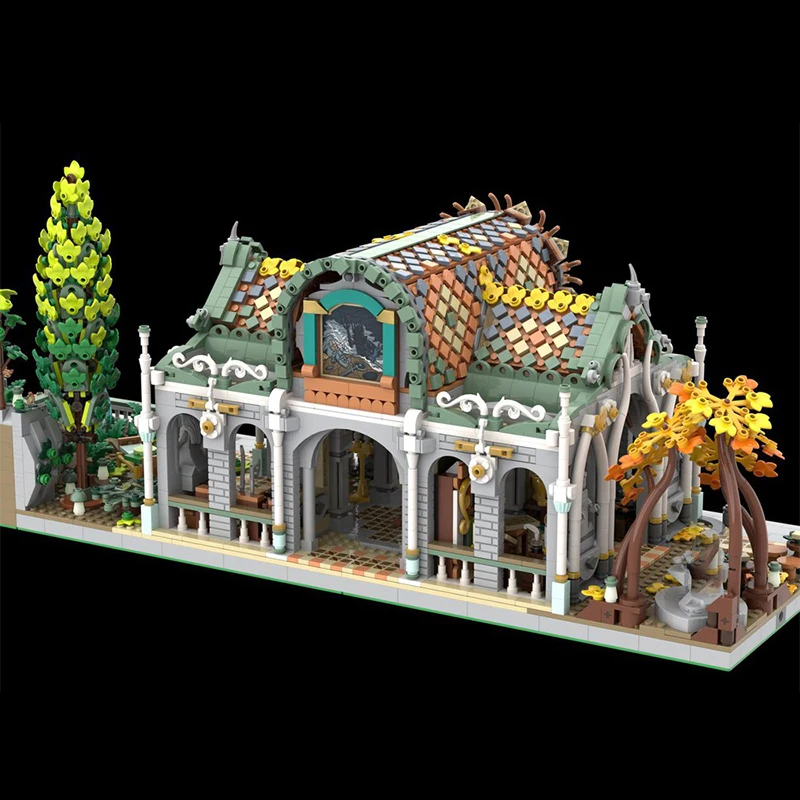 Фото 4425 деталей MOC Эльфийский рынок - модификация Ривенделла, модульные здания, модель игрушечных строительных блоков, рождественский подарок, архитектура №2