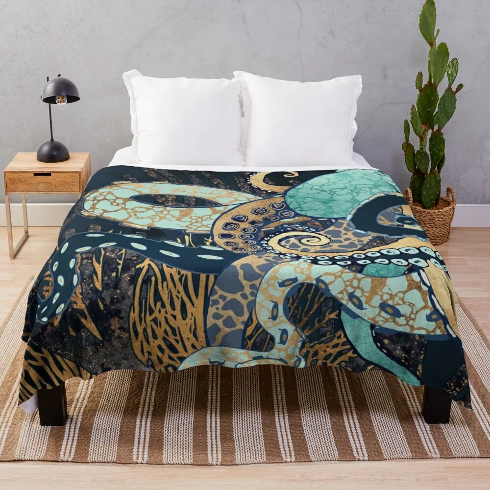 

Metallic Octopus II Throw Blanket Nap Blanket Tufting Double Plush Blanket