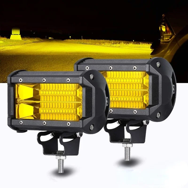 

Yellow Work Light 72W 5inch Fog Light Bar Driving Lamp Offroad Waterproof IP67 for Jeep ATV Car SUV Motorcycle Truck 12V/24V