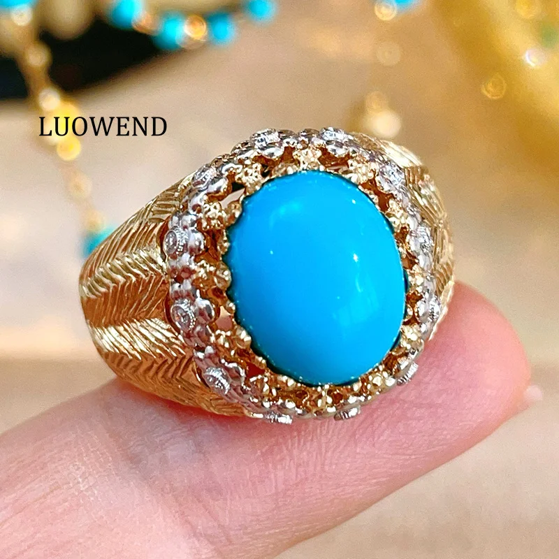 Кольца LUOWEND из 100% желтого золота 18 карат роскошное обручальное кольцо в винтажном