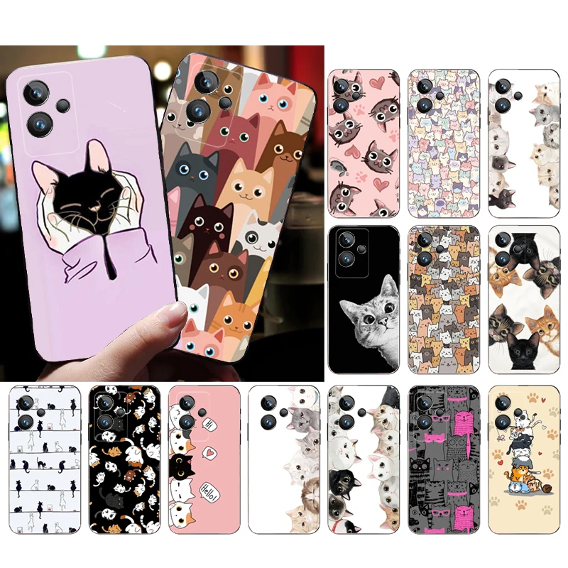 

Cute Kitten Cat Phone Case for OPPO Realme 10 Pro Plus 9 8 7 6 Pro 6i GT 2 Pro X2 Pro C21Y C11 X3 SuperZoom GT Master
