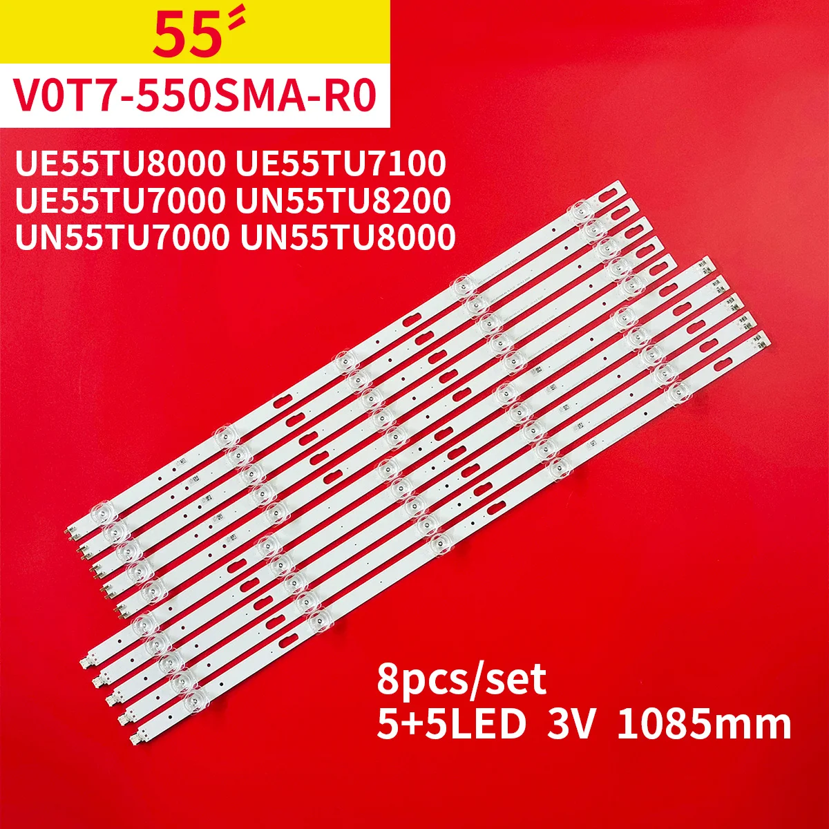 Светодиодная лента для подсветки телевизора Samsung 55 дюймов, 8 шт./1 набор, UE55TU8000, UE55TU7100, UE55TU7000, UN55TU8200, UN55TU7000, UN55TU8000