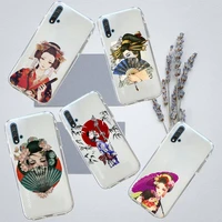 japanese geisha culture phone case transparent for huawei honor p mate y 20 30 40 10 8 5 6 7 9 i x c pro lite prime smart
