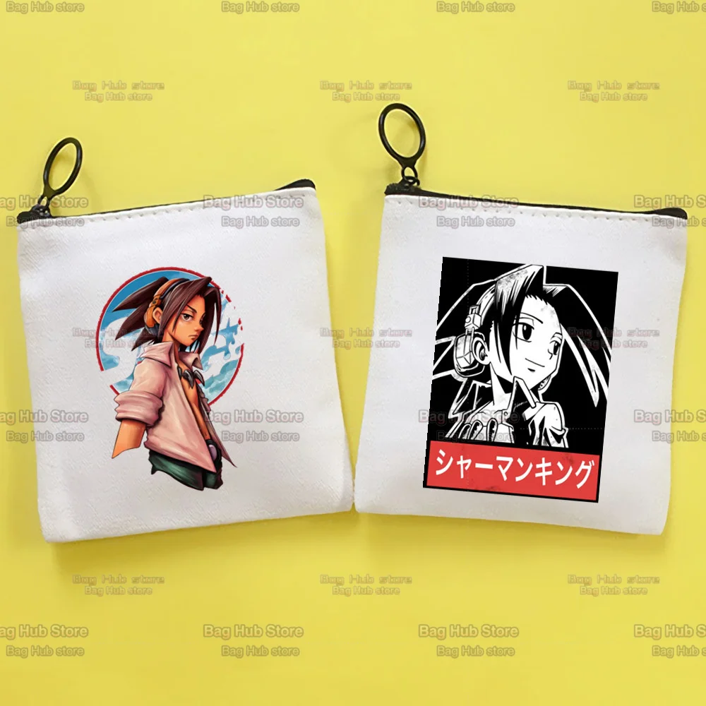 

Холщовый кошелек для карт и монет Shaman King, Женская милая простая мини-сумка для монет на молнии