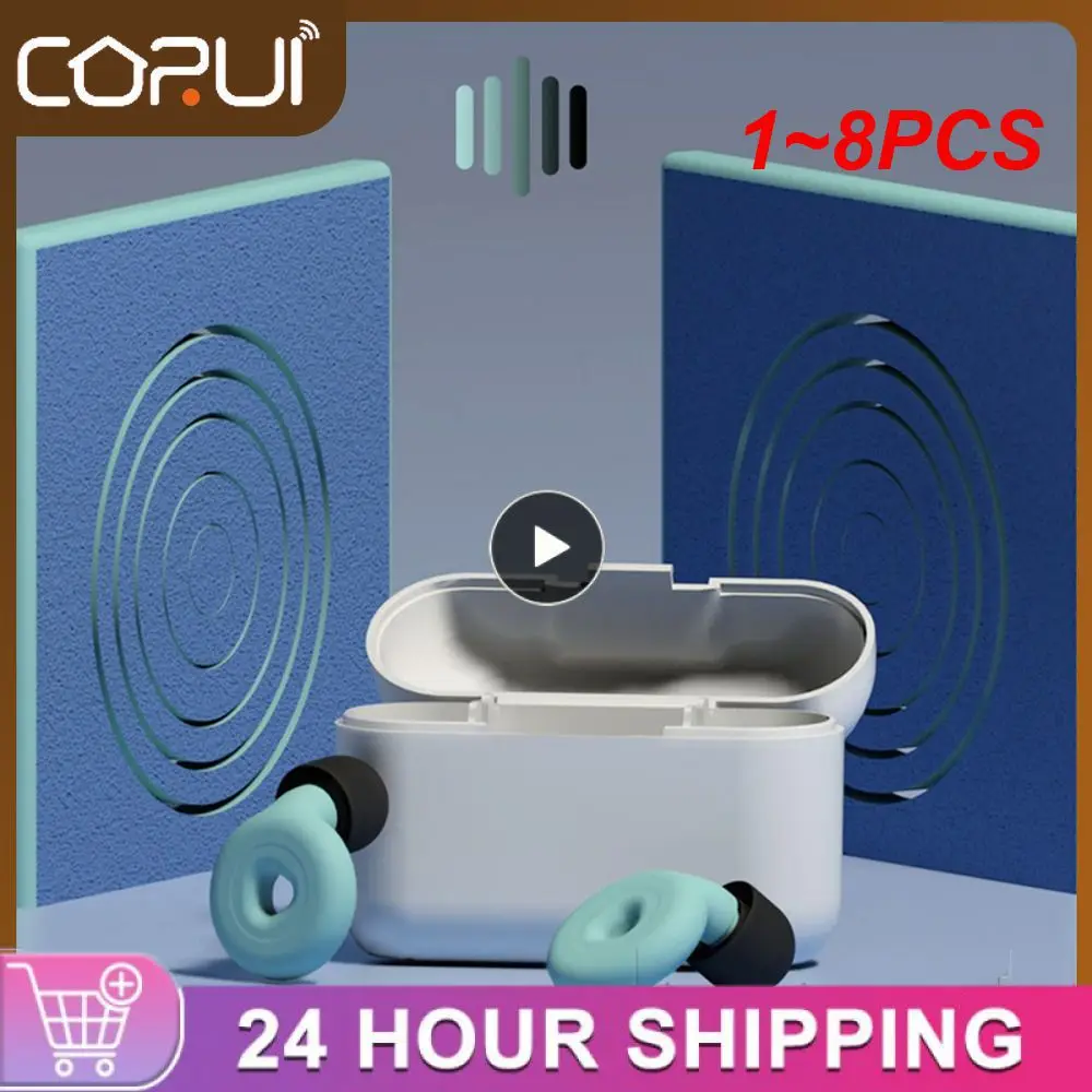 

1~8PCS NEW Silicone Earplug Sleep Noise Ear Plug Canceling Noise Reduction Supplies Soundproof Noise Canceling Ear Plugs