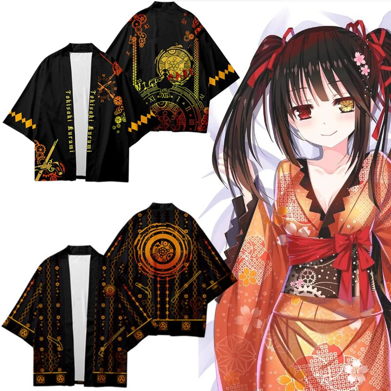 

Anime Date A Live Tokisaki Kurumi Japanese Kimono Haori Yukata Cosplay Women/Men Fashion Summer Casual Cool Streetwear Shirt