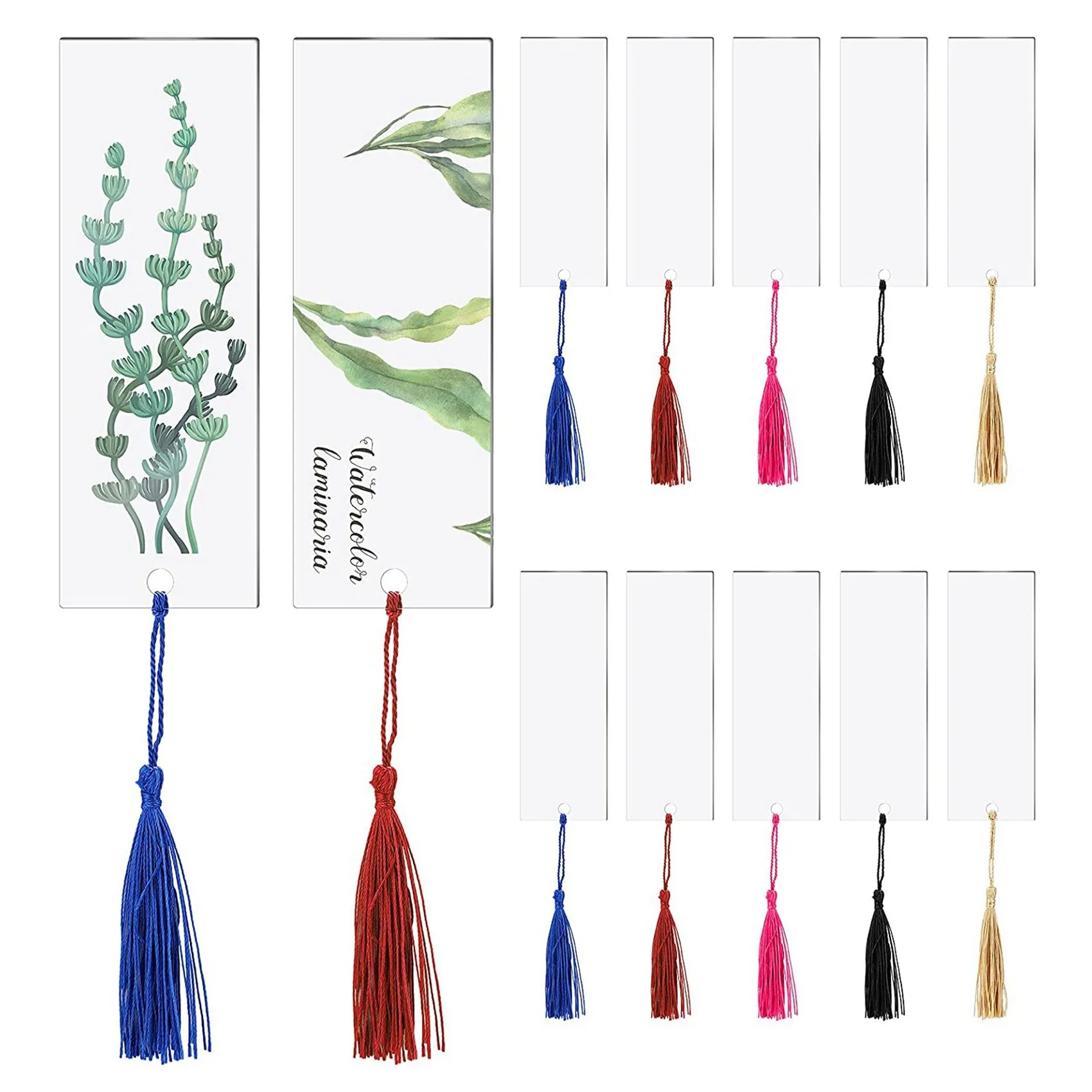 

40Pcs Acrylic Bookmark Blank Clear DIY Unfinished Mini Book Markers with Colorful Tassels for DIY Craft Ornaments