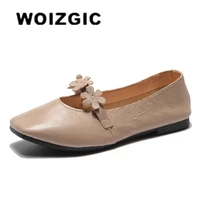 woizgic women mother female ladies genuine leather shoes loafers flats flower square toe slip on summer casual 35 42 xr 107