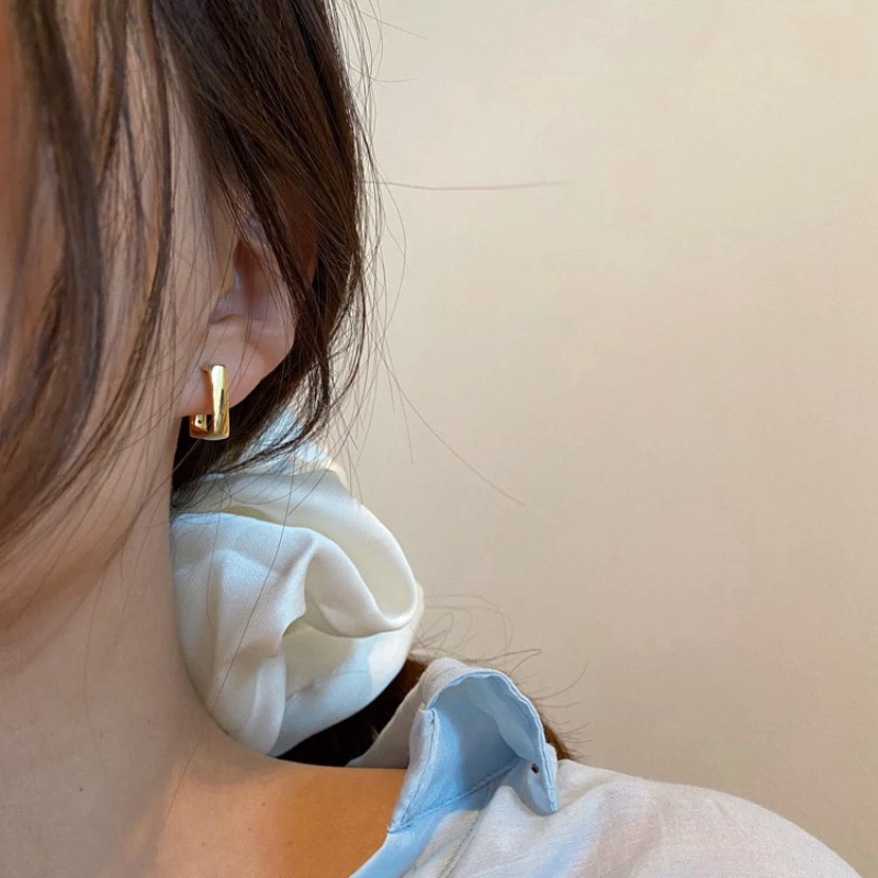 

New Trend Women Square Earrings 925 Silver Needle Temperament Earrings Lady Daily Clear Earrings Small Mini Accessories Jewelry