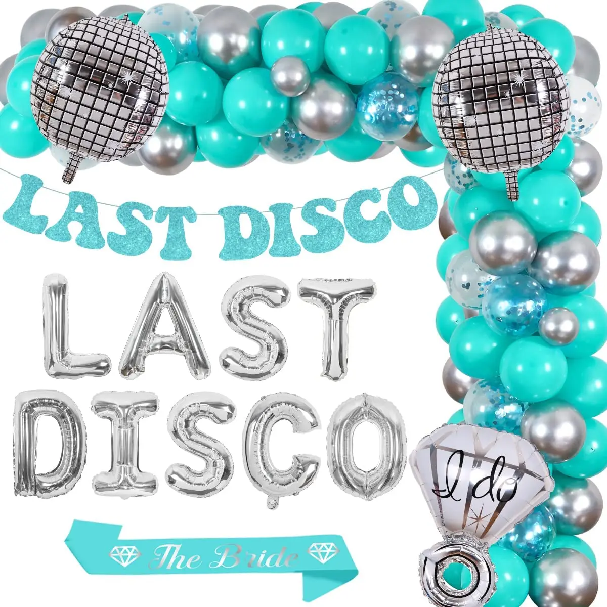 

Last Disco Bachelorette Party Arch Kit, Teal and Silver Balloon, Cowgirl, Bridal Shower Party Decorations