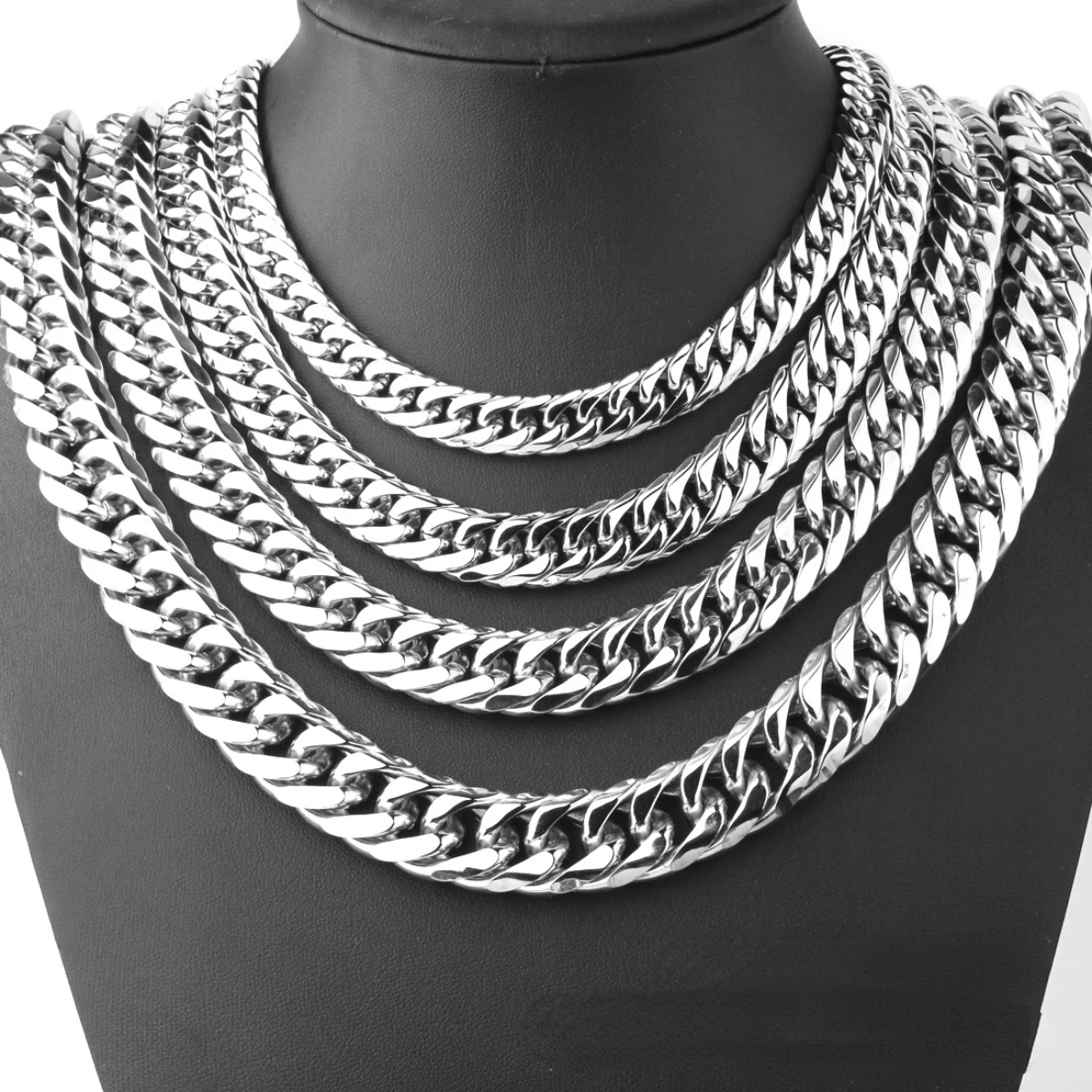 

Hip Hop Heavy Cuban Chain Necklace Men's Silver Stainless Steel Long Necklace Men's and Women's Jewelry 2023 Collar