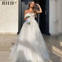 jeheth bohemian off shoulder tulle wedding dresses elegant appliques a line lace bridal gowns princess vestidos de novia %d9%81%d8%b3%d8%aa%d8%a7%d9%86
