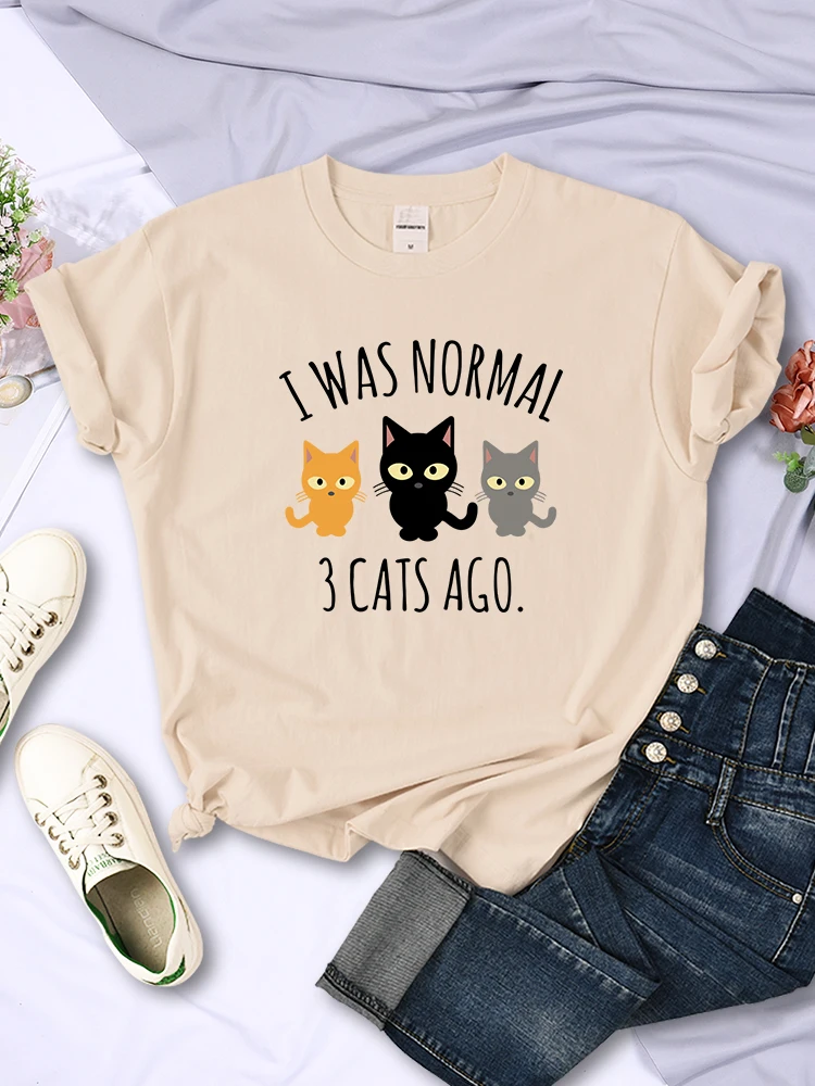 

I Was Normal 3 Cats Ago Print Female Short Sleeve Hip Hop Breathable T Shirts Casual All-math Tops Street Fashion Women Clothing