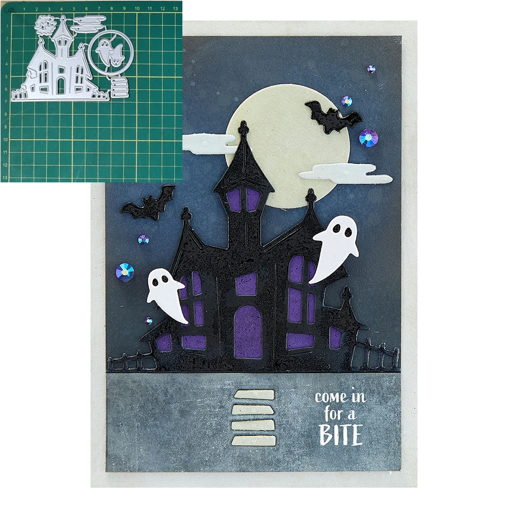 

Хэллоуин, замок, рукоделие, искусственная вырезка, альбом для скрапбукинга, для изготовления открыток, трафареты, новые тисненые штампы 2022