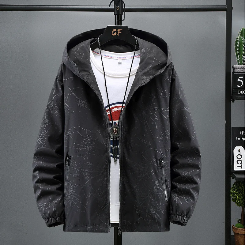 

Plus Size M-7XL 2023 New Autumn Men's Jacket Fashion High Quality Oversize Male Coat Casual Hoodied Loose Black Jackets