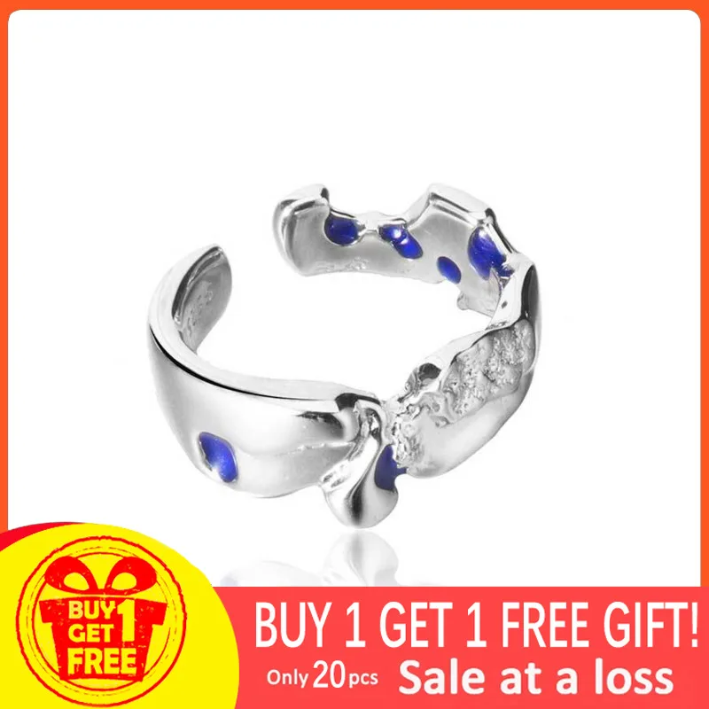 

S'STEEL 925 Sterling Silver Enamel Ring Irregular Gold Aestethic Adjustable Rings For Women Designer Fine Jewelry Anillos Mujer