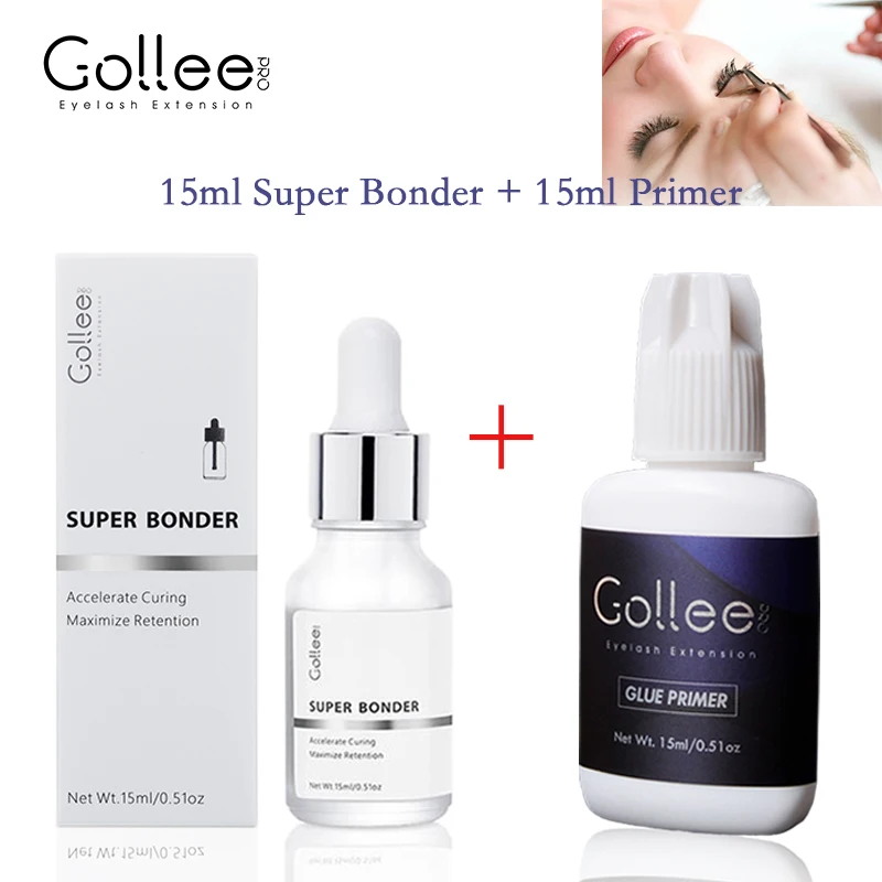 Gollee Bonder Lash Not irritating Lash Primer and Bonder Eyelash Extensions 15ml Super Bonder Alcohol Lashes Primer Eyelashes