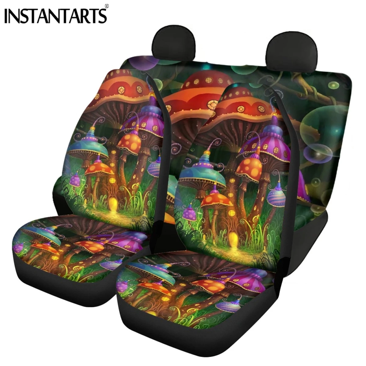 

INSTANTARTS Fashion Mushroom Non-skid Automobile Seat Protector Fit Most Vehicle Car Seat Covers Soft Front/Back Seat Cover 2022