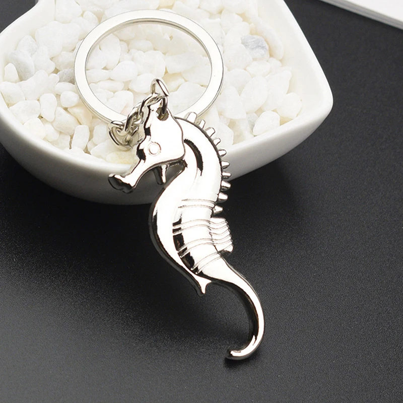 

3D Seahorse Keychain Key Ring Metal Keychain Keychain Seahorse Bottle Opener Keychain Creative Marine Life Sea Horse Small Gift