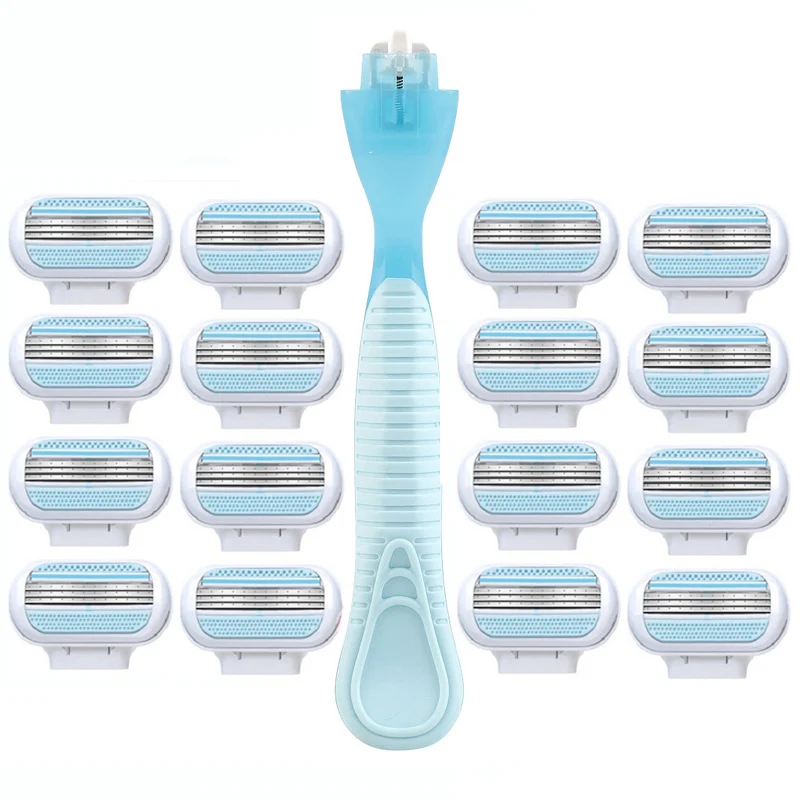 

Портативная Безопасная бритва с 3 лезвиями, Женский бритвенный станок, T-триммер для ухода за телом, ручная бритва со сменным картриджем, лез...