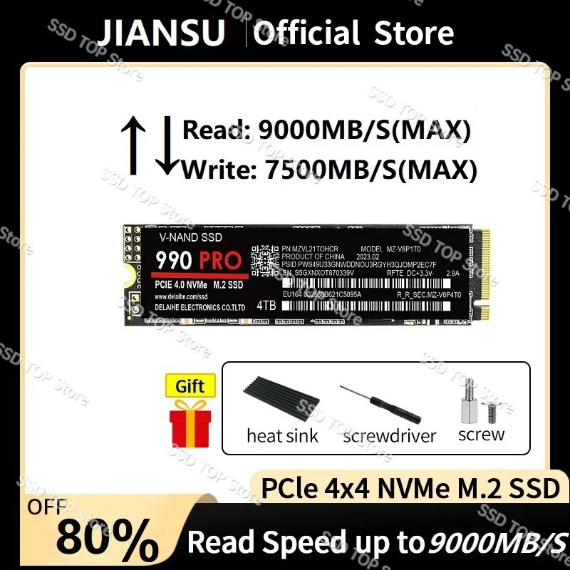 

990PRO M2 SSD 1tb 2TB 4TB 9000MB/s M.2 NVMe PCIe 4.0 x4 SSD Disk SLC Cache Internal Solid State Drive hdd For PS5 Laptop Desktop