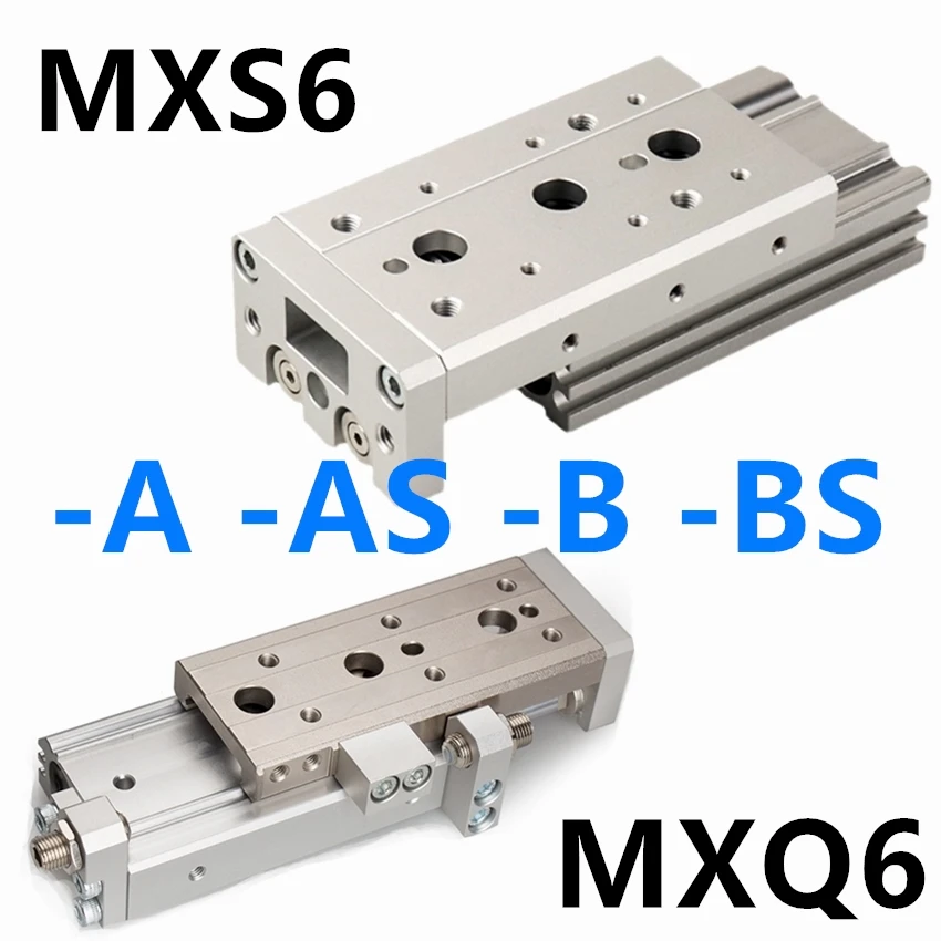 MXQ6 MXQ6L MXS6 MXS6L SMC Type 10-50 A AS AT B BS BT MXQ Table Dual Rod Rail Slide Air Pneumatic Cylinder