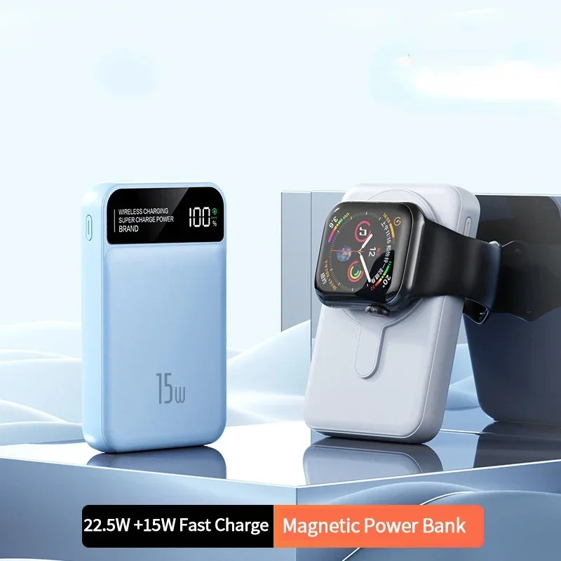

10000mAh Magnetic Wireless Power Bank Portable Fast Charging External Battery Charger Mini Powerbank For iPhone 12 Apple Watch