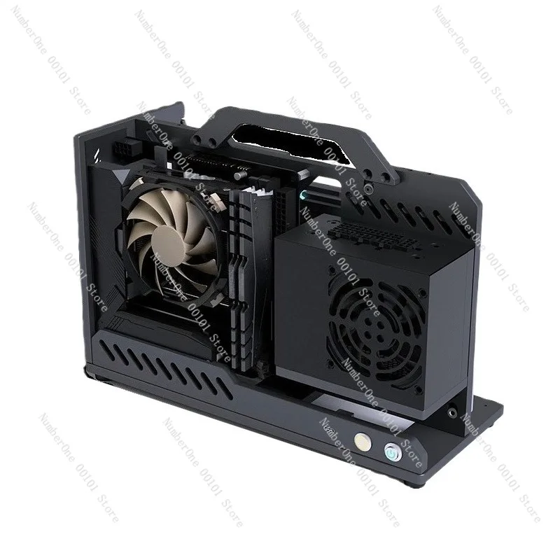 Фото Портативный корпус ITX Open Frame Rack Style для ПК, полностью из алюминиевого сплава, с вертикальным креплением для видеокарты, поддержкой блока питания SFX, компактный, для самостоятельной сборки и тестирования №2