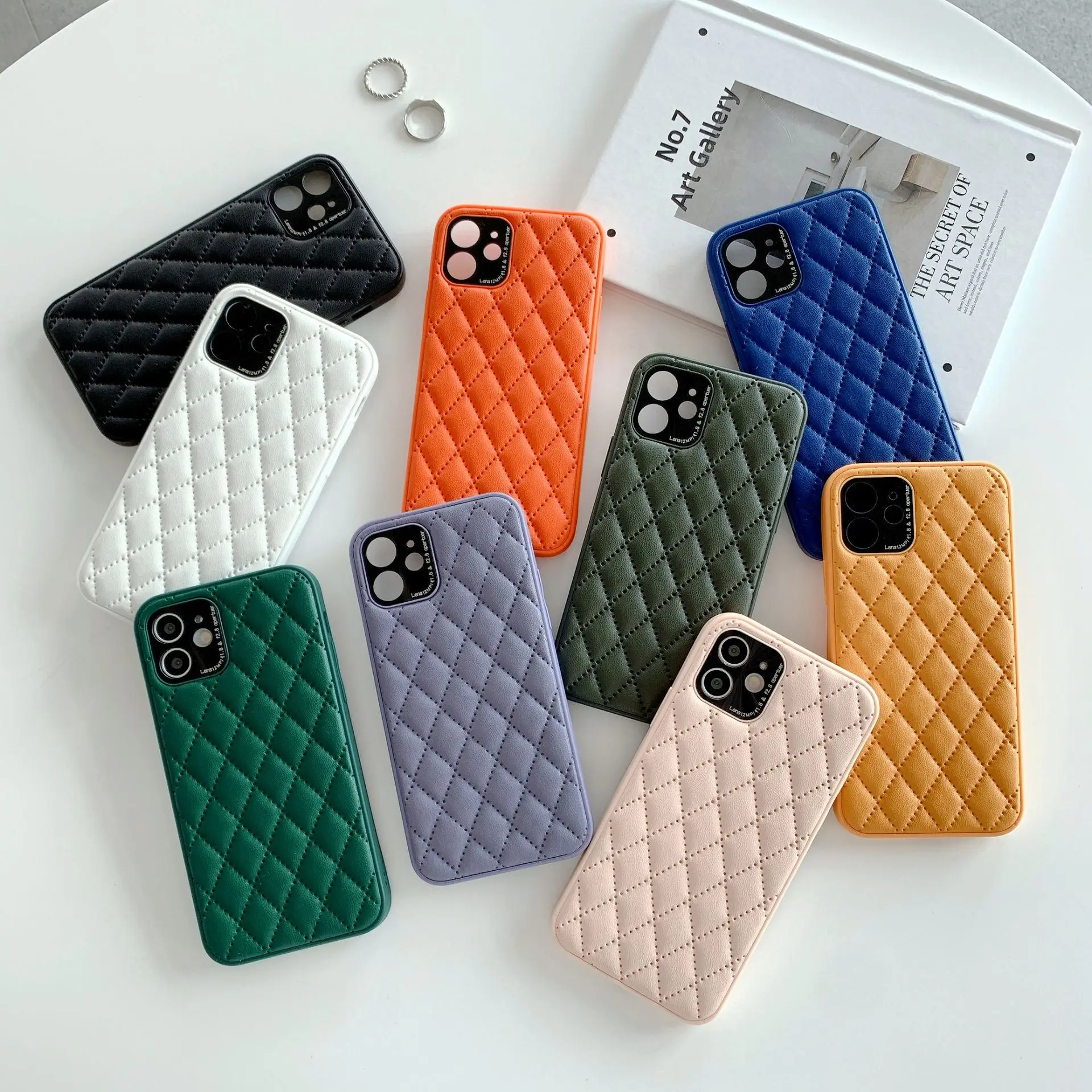 

The New Solid Color Luxury Iambskin Lingge Phone Case For iPhone 13 12 11 Pro X XR XS 7 8 ES Max Plus Soft Bumper Back Cover