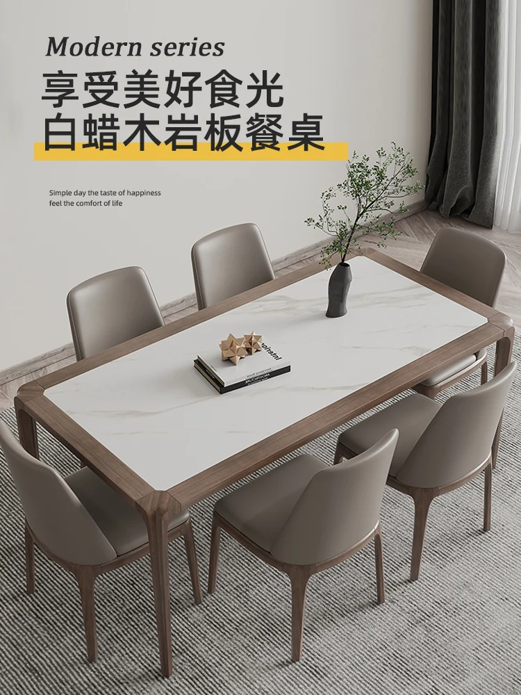 

Nordic imported ash rectangular slate dining table Modern minimalist designer small-sized dining table and chair assembly