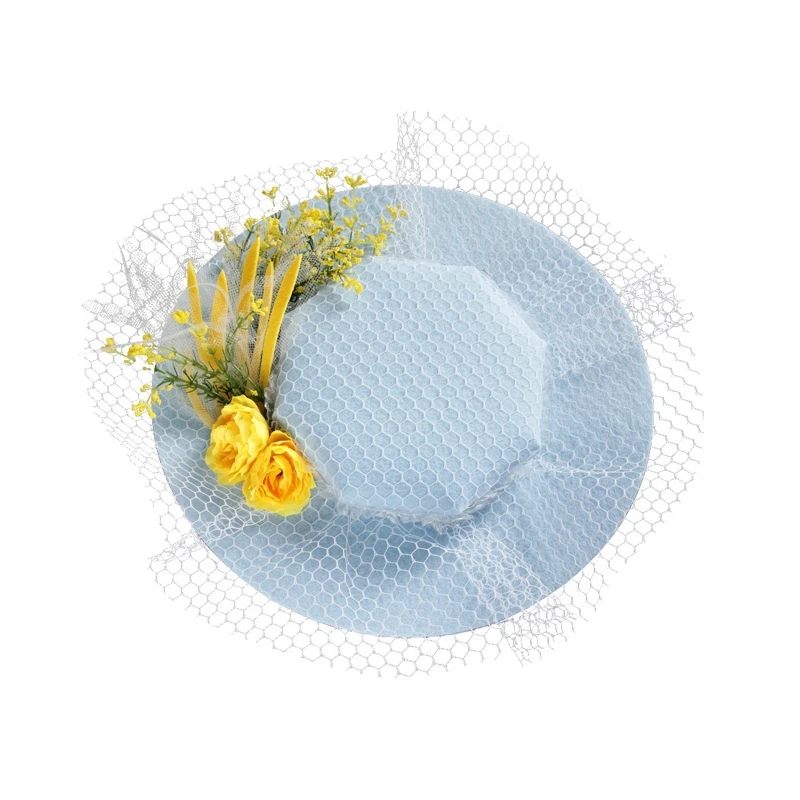 

Lolita Women's Flat-topped Sunshade Flower Flat Hat Handmade Sun Hat for Summer