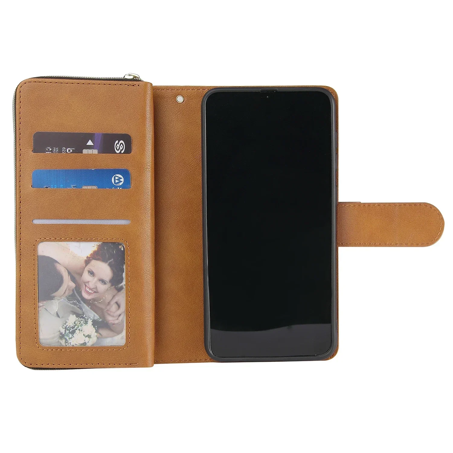 Тонкий кожаный чехол на молнии 2X карата кошелек флип-чехол для телефона SAMSUNG GALAXY