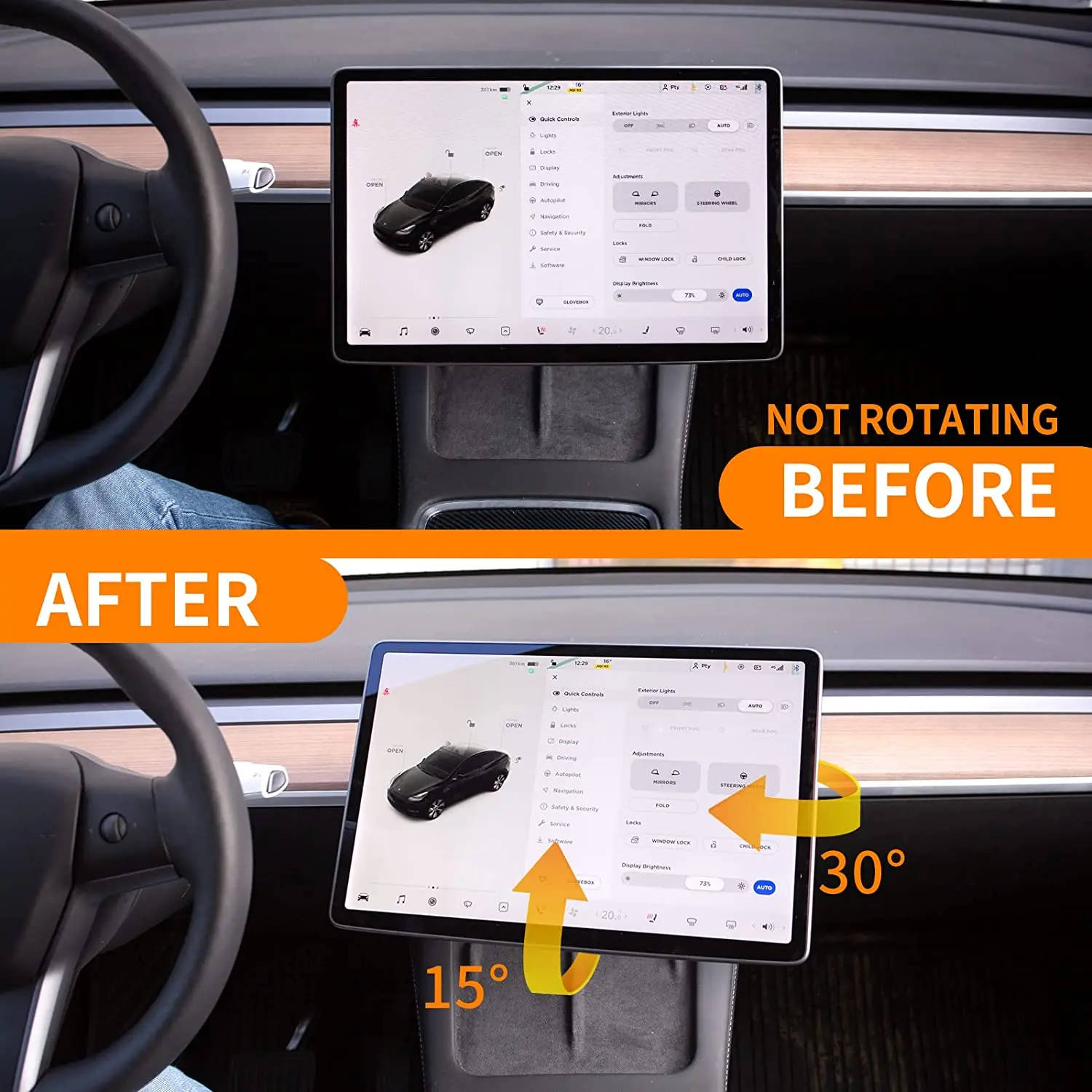

Для Telsa Model 3 Y сенсорный экран Sweviling Mount Kit вверх вниз влево вправо поворот OEM Look!
