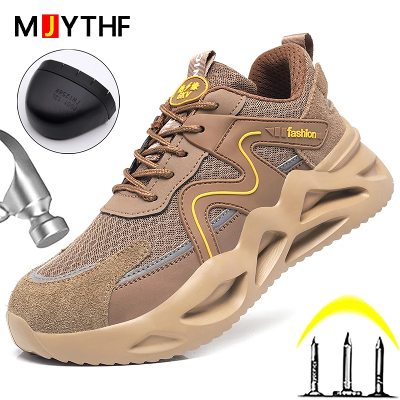 

New Breathable Safety Shoes Men Anti-static Anti-smashing Anti-piercing Work Sneakers Indestructible Shoes Protective Men Boots