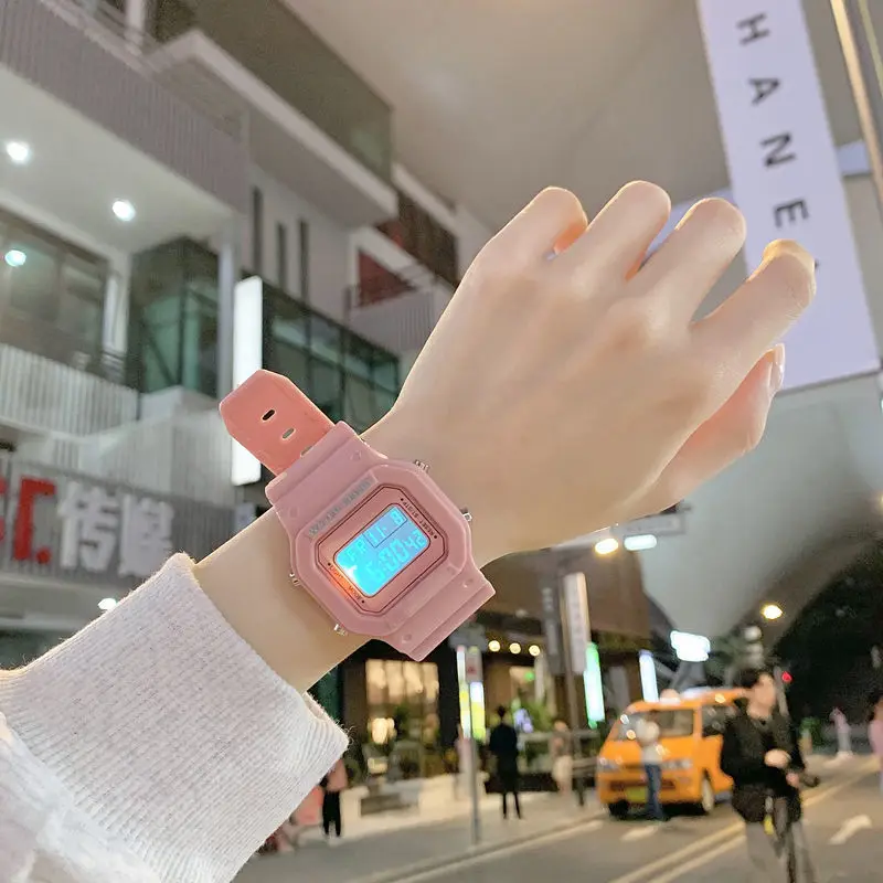 

Smog blue and white square unicorn electronic watch