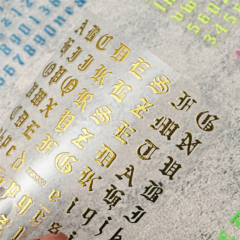 

1pcs Laser Gilding Letter Word Nail Art Self-Adhesive Stickers Multi Styles Decals Nail Silder Decorations DIY Manicure Ornament