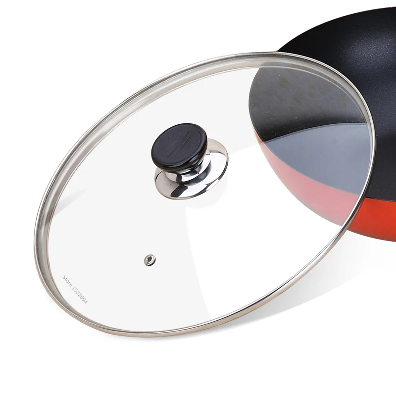 

Cookware Reinforced Glass Lid Tempered Wok Lid Pyrex Glass Round Chef Pan Lid with Knob Premium Qualtiy Pan Cover
