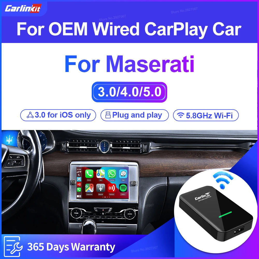 Carlinkit 5.0 4.0 3.0 Adattatore Wireless Carplay Cablato A Wireless Apple Car Play Box Per Maserati Ghibli Levante Granturismo Mc20