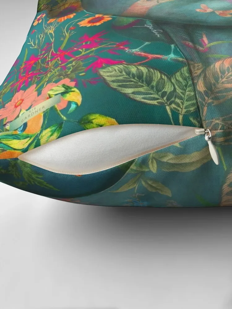 Илюстрация Женщин Sundara Aqua с пурпурными цветами Декоративная подушка